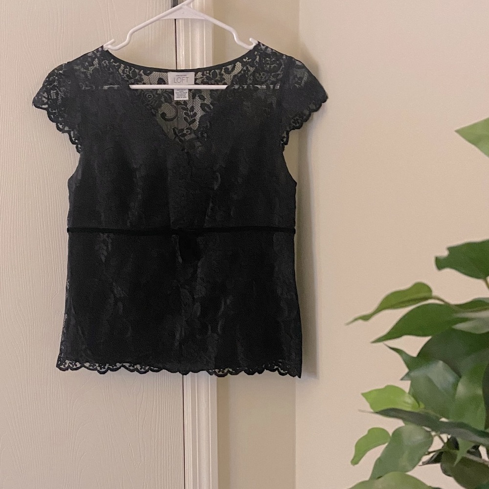 LOFT Black Lace Women Top